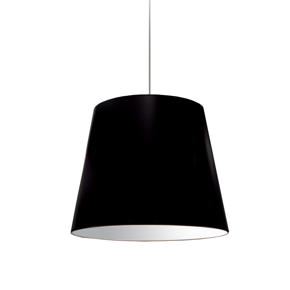 1 Light Oversized Drum Pendant Medium Black Shade