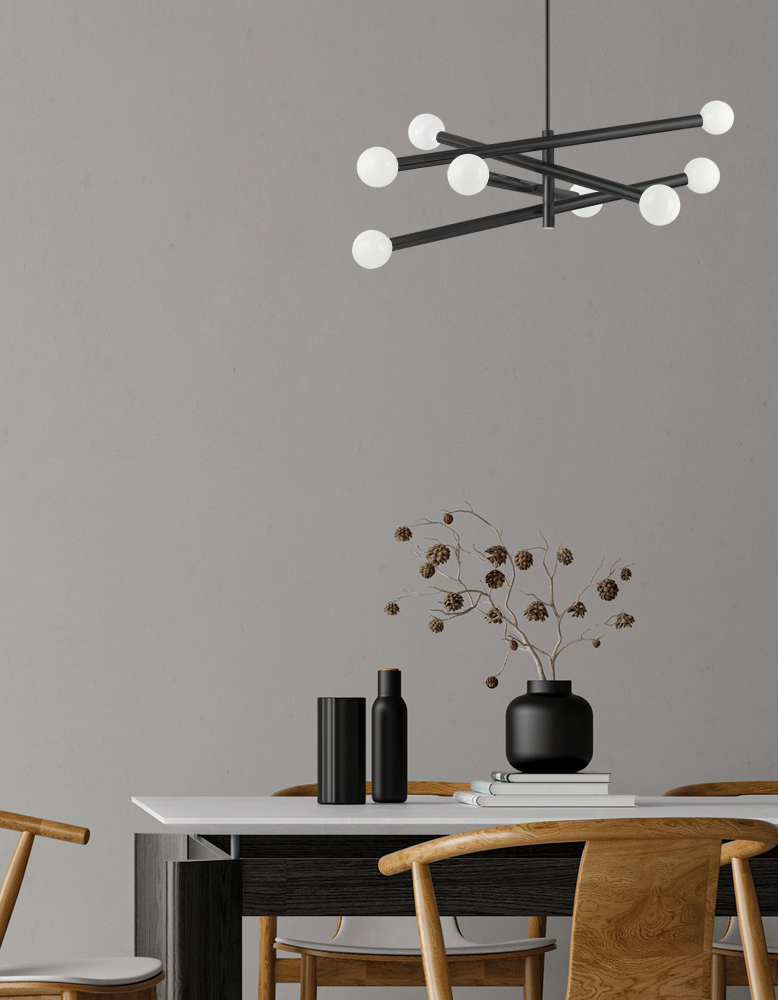 8 Light Incandescent Chandelier Matte Black