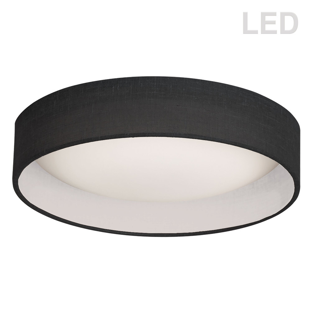 LED Flush Mount, Satin Chrome Finish, Black Shade