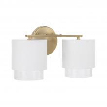 Capital Canada 153021RE-549 - 2-Light Cylindrical Metal Vanity in Matte White with Matte Brass Interior and Seeded Glass