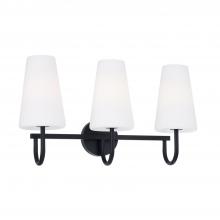 Capital Canada 155231MB-550 - 3-Light Vanity in Matte Black with Tapered Soft White Glass