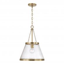 Capital Canada 355312AD - 1-Light Cone Pendant in Aged Brass with Organic Hammered Glass