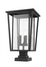 Z-Lite 571PHXLS-SQPM-BK - 3 Light Outdoor Pier Mounted Fixture