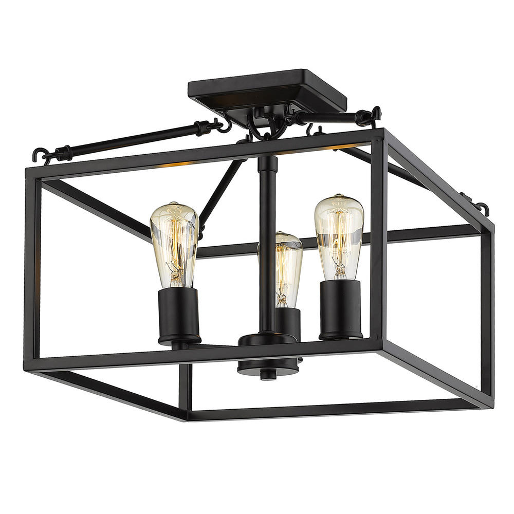 Wesson 3-Light Semi-Flush Mount in Black