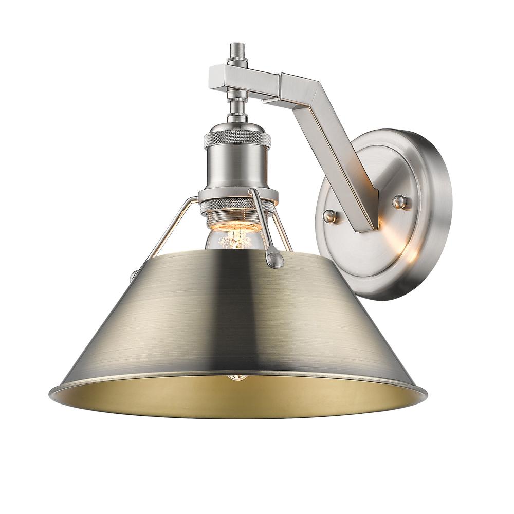 Orwell 1-Light Wall Sconce in Pewter with Aged Brass