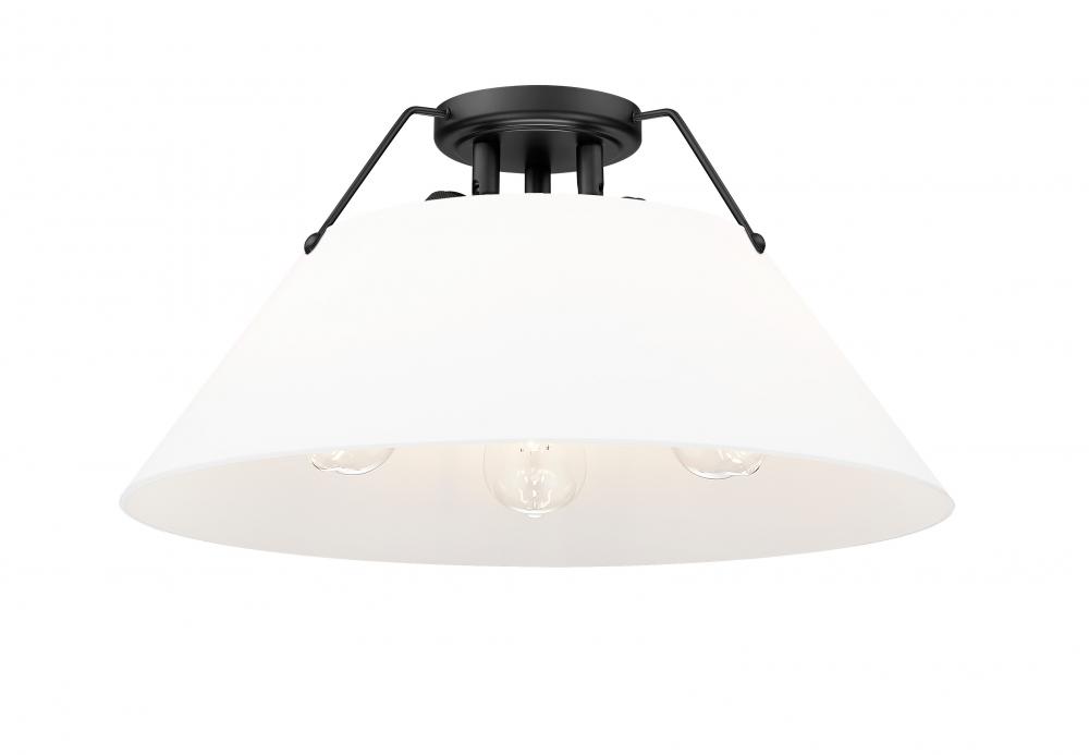 Orwell 3-Light Flush Mount in Matte Black with Opal Glass