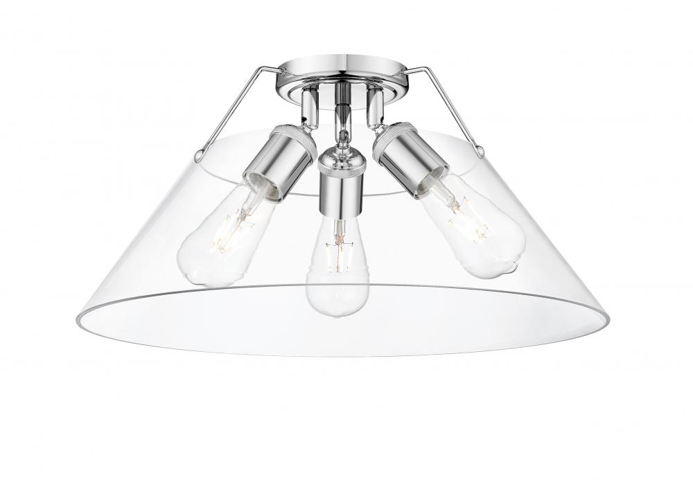 Orwell 3-Light Flush Mount in Chrome with Clear Glass