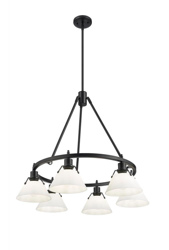 Orwell 6-Light Chandelier in Matte Black with Opal Glass