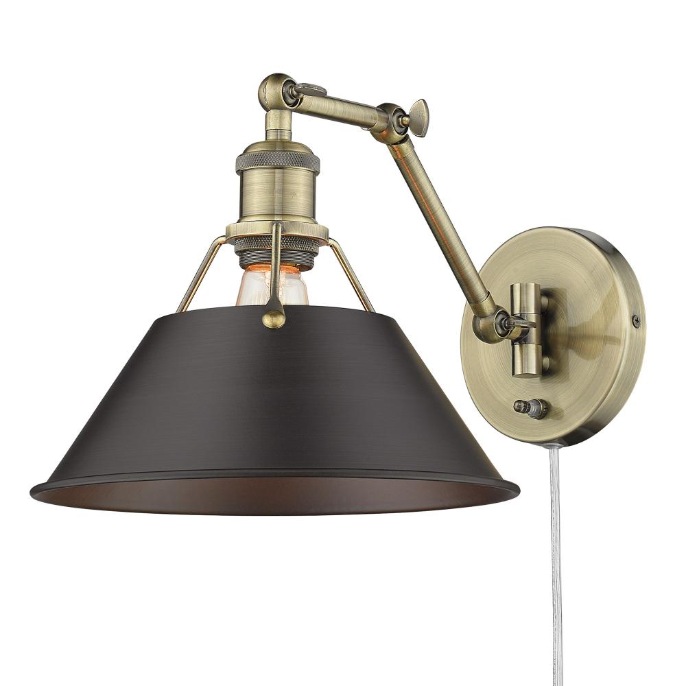 Orwell Articulating Wall Sconce in Aged Brass with Rubbed Bronze