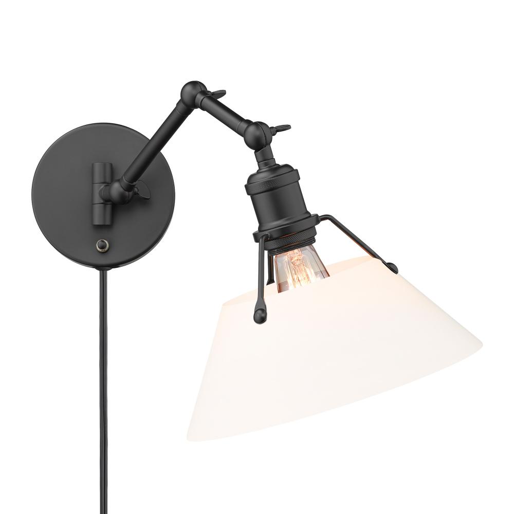 Orwell Articulating Wall Sconce in Matte Black with Opal Glass