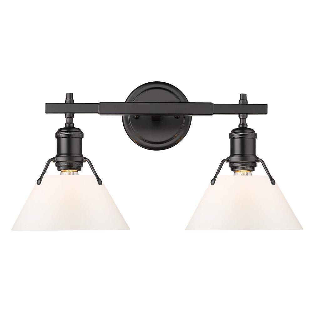 Orwell 2-Light Vanity Light in Matte Black with Opal Glass