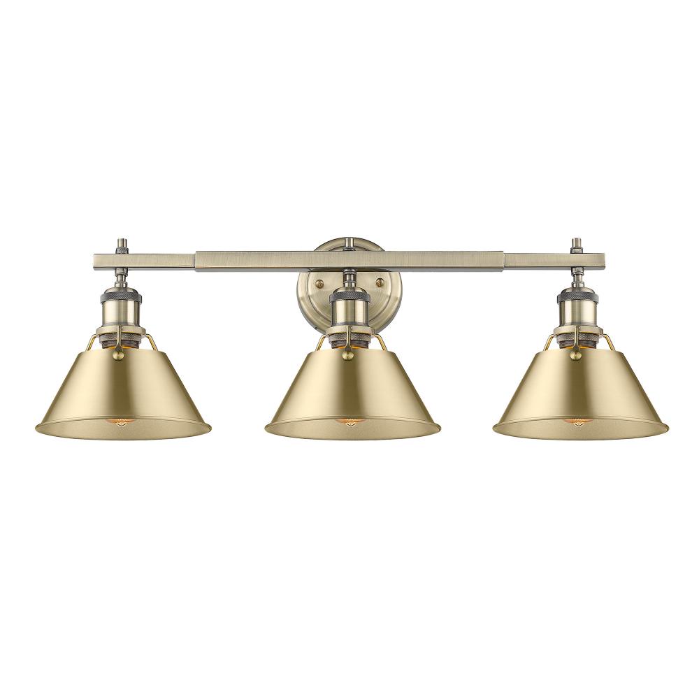 Orwell 3-Light Vanity Light in Aged Brass with Brushed Champagne Bronze