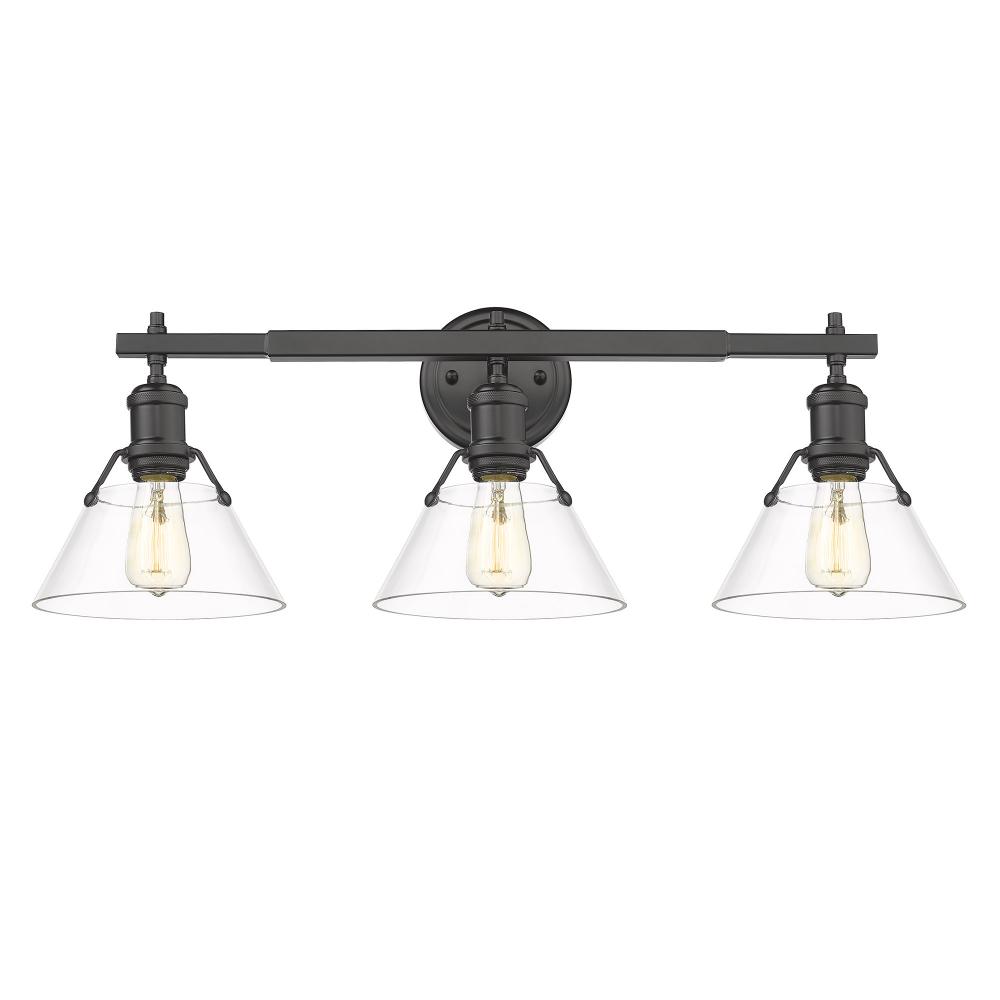 Orwell 3-Light Vanity Light in Matte Black with Clear Glass