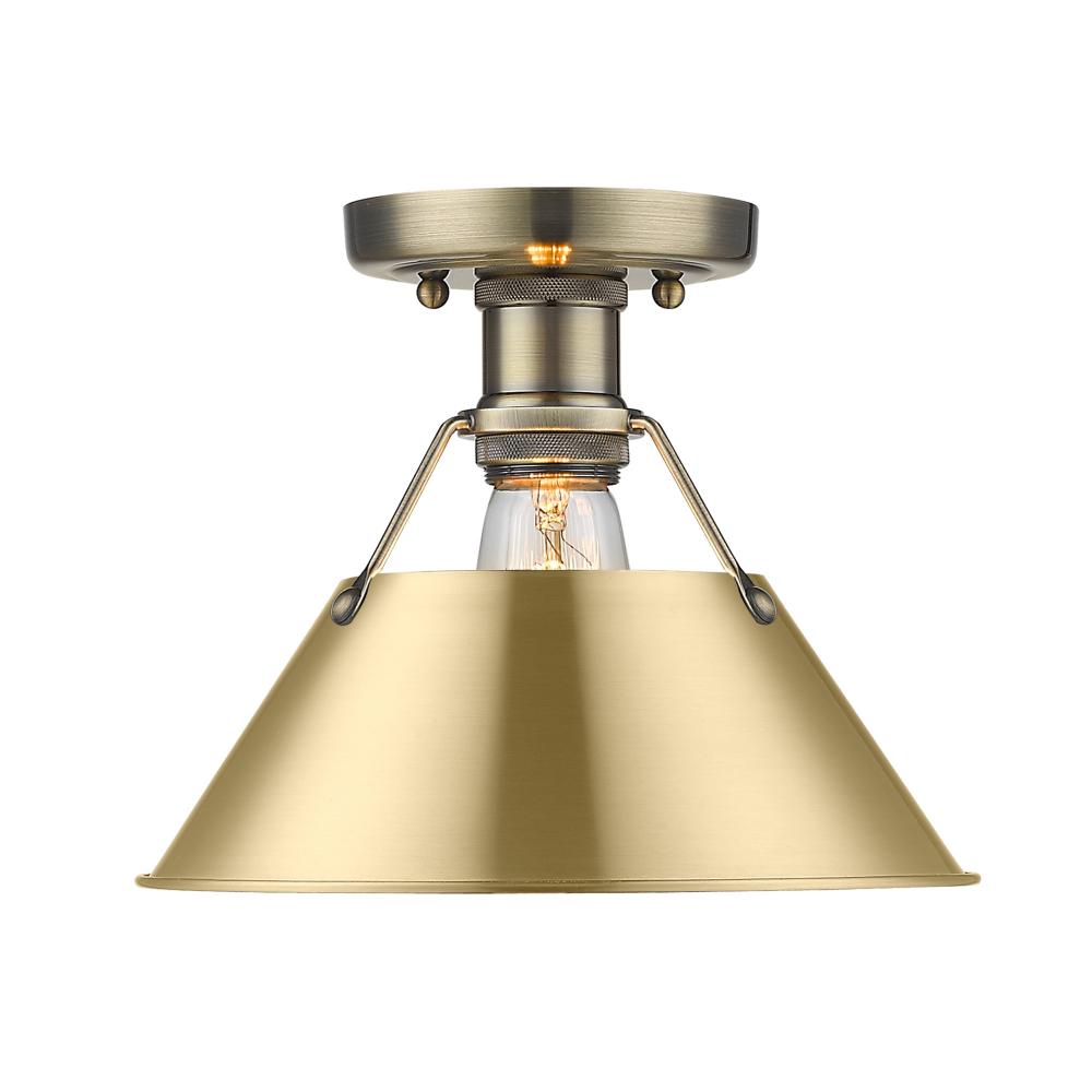 Orwell 1-Light Flush Mount in Aged Brass with Brushed Champagne Bronze