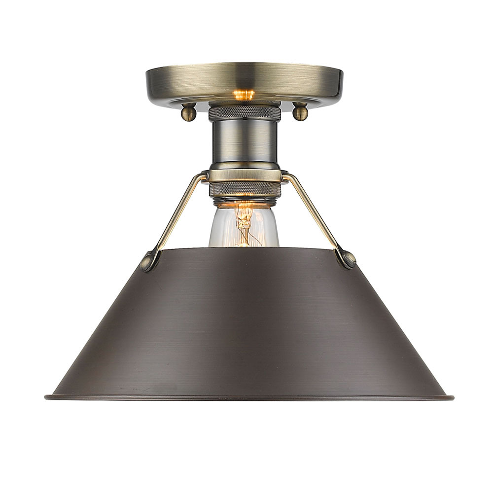 Orwell 1-Light Flush Mount in Aged Brass with Rubbed Bronze