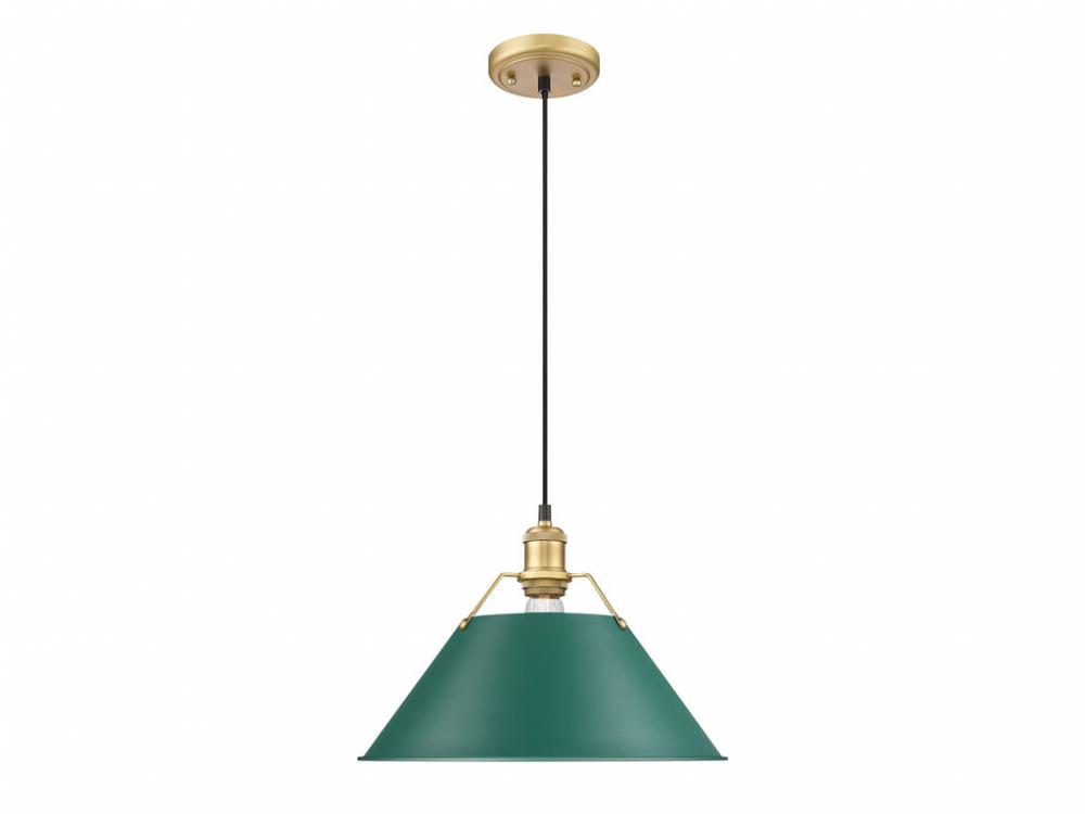 Orwell 14" Wide Large Pendant in Brushed Champagne Bronze with Pine Green