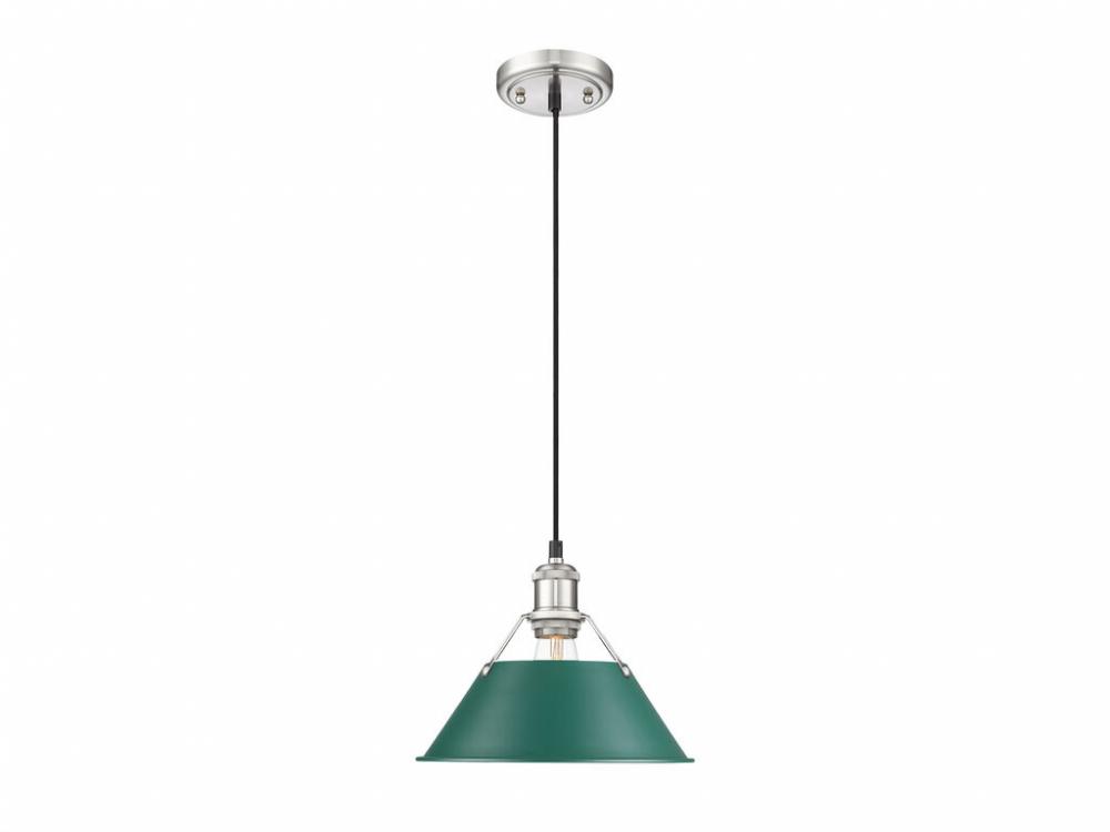 Orwell 10" Wide Medium Pendant in Pewter with Pine Green