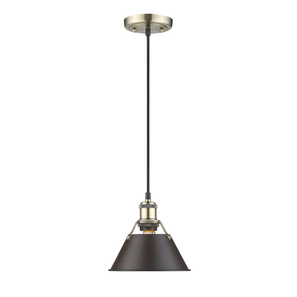 Orwell 7.5" Wide Small Pendant in Aged Brass with Rubbed Bronze