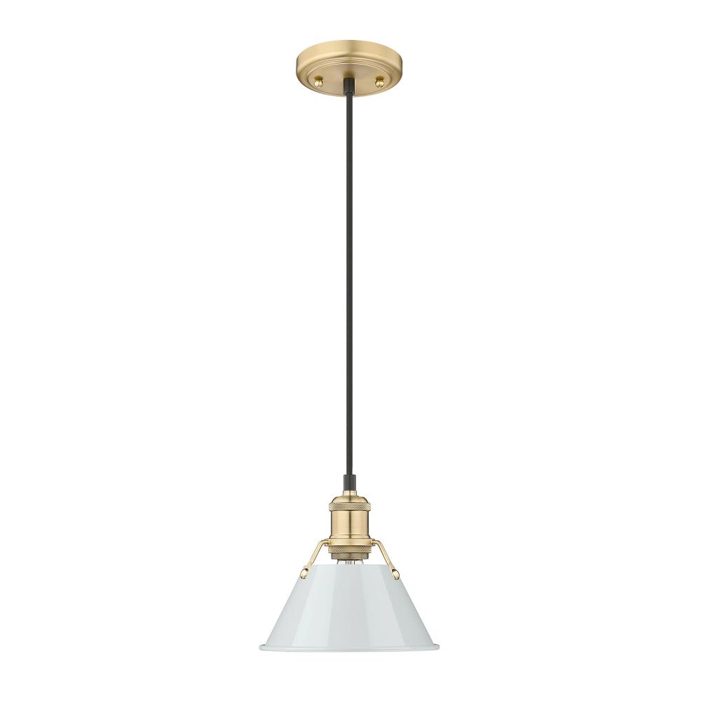 Orwell 7.5" Wide Small Pendant in Brushed Champagne Bronze with Dusky Blue