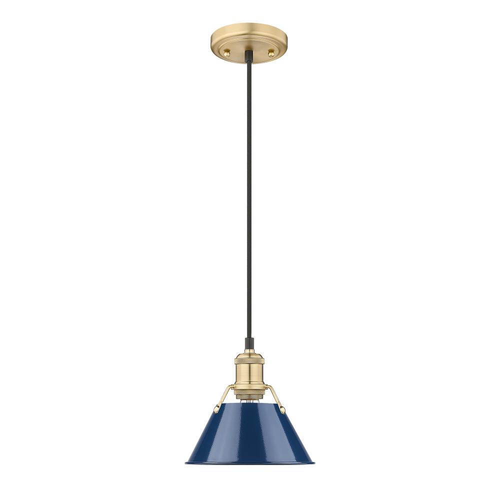 Orwell 7.5" Wide Small Pendant in Brushed Champagne Bronze with Matte Navy