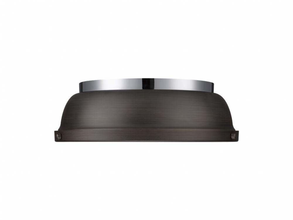 Duncan 14" Flush Mount in Chrome with Rubbed Bronze