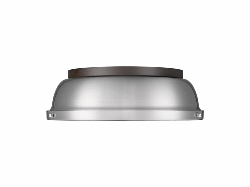 Duncan 14" Flush Mount in Rubbed Bronze with Pewter