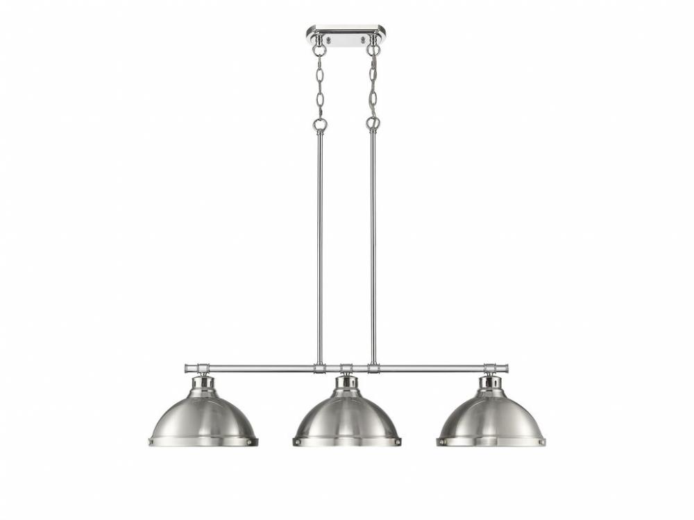 Duncan 3-Light Linear Pendant in Chrome with Pewter