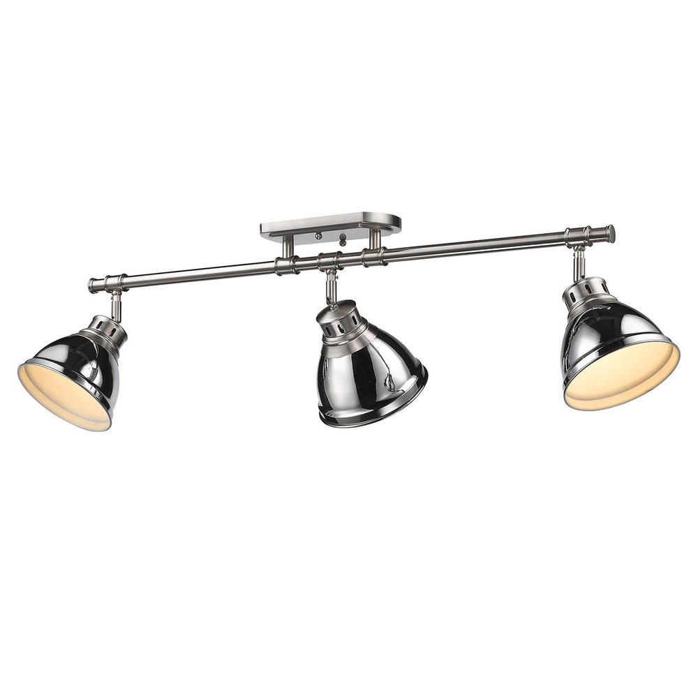 Duncan 3-Light Semi-Flush - Track Light in Pewter with Chrome