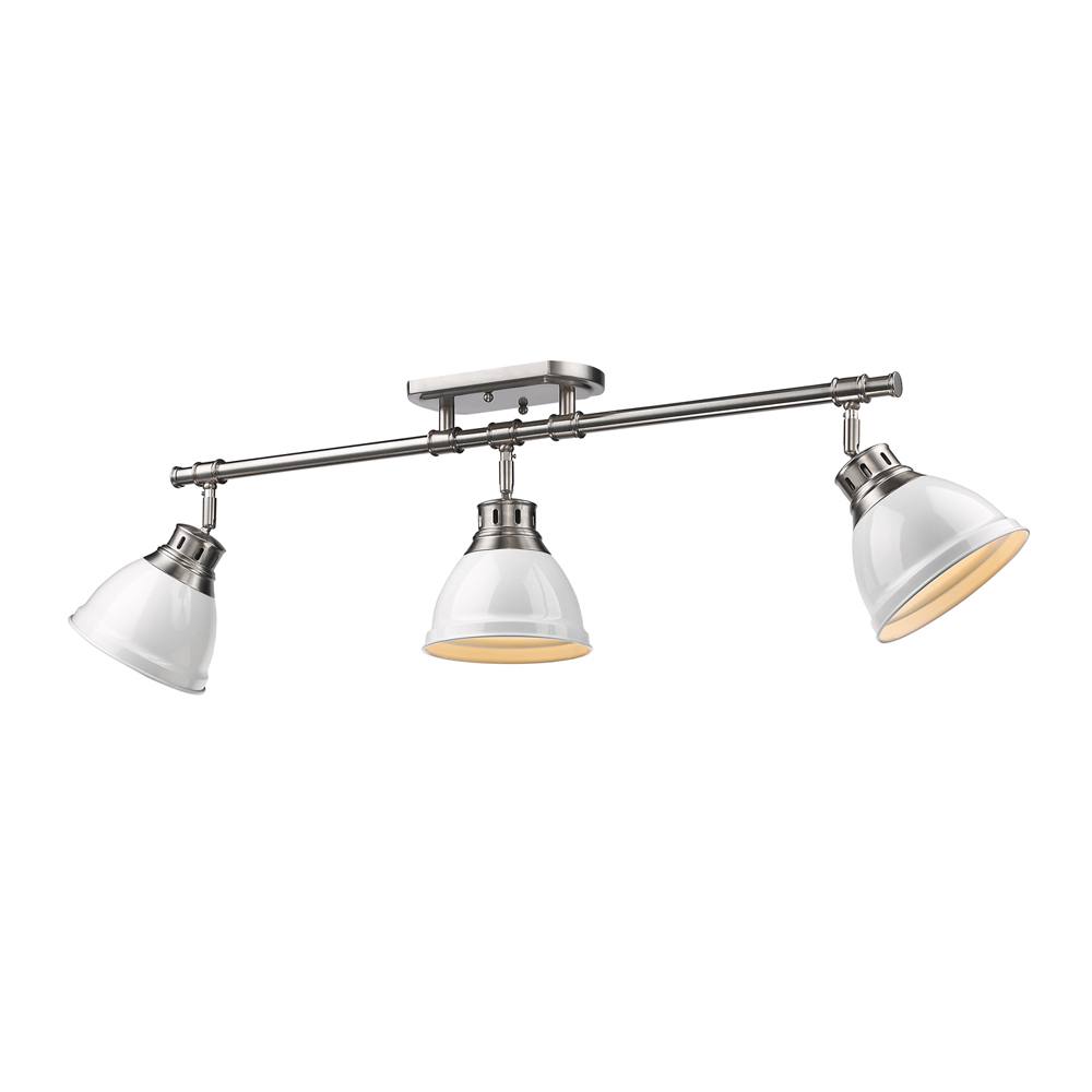 Duncan 3-Light Semi-Flush - Track Light in Pewter with White