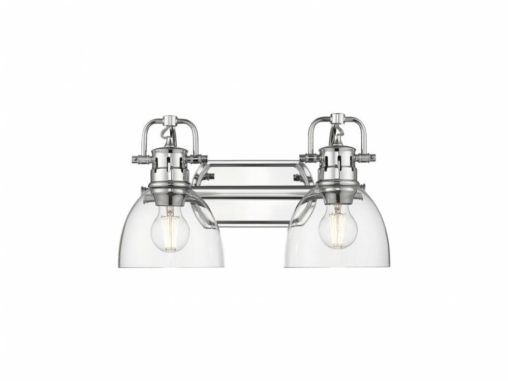 Duncan 2-Light Bath Vanity in Chrome with Clear Glass