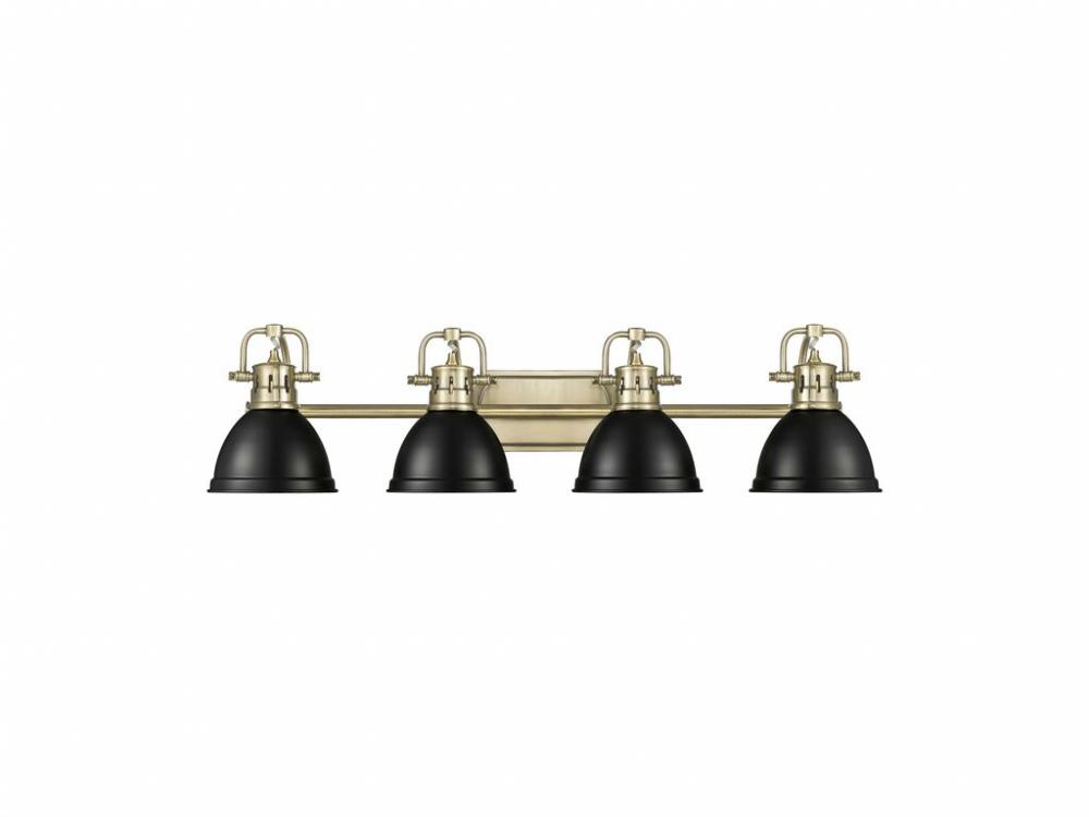 Duncan 4-Light Bath Vanity in Aged Brass with Matte Black