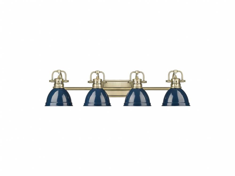 Duncan 4-Light Bath Vanity in Aged Brass with Matte Navy