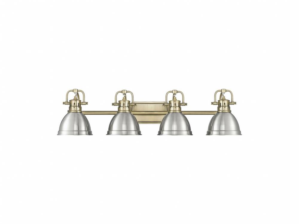 Duncan 4-Light Bath Vanity in Aged Brass with Pewter