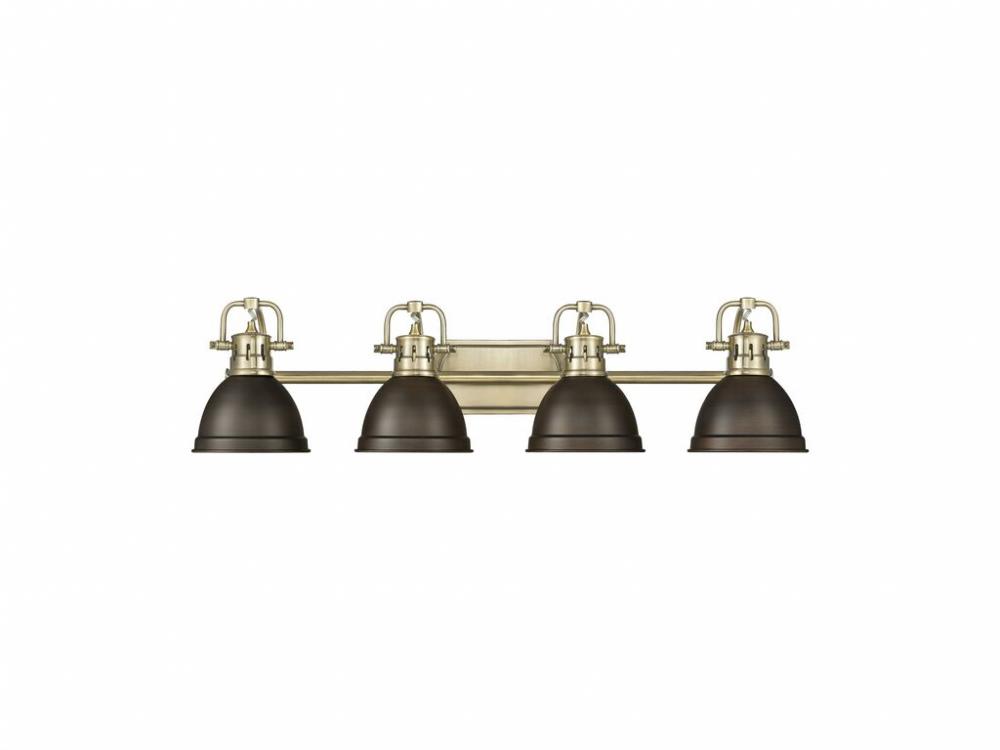 Duncan 4-Light Bath Vanity in Aged Brass with Rubbed Bronze