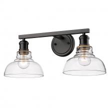 Golden Canada 0305-BA2 BLK-CLR - Carver BLK 2 Light Bath Vanity in Matte Black with Clear Glass Shade