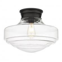 Golden Canada 0508-LSF BLK-CLR - Ingalls Large Semi-Flush in Matte Black with Clear Glass Shade