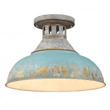 Golden Canada 0865-SF AGV-TEAL - Kinsley Semi-Flush in Aged Galvanized Steel with Teal Shade