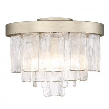 Golden Canada 1768-FM WG-HWG - Ciara WG 3 Light Flush Mount in White Gold with Hammered Water Glass Shade