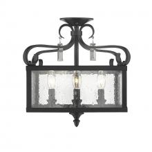 Golden Canada 2049-SF BLK - Valencia Semi-Flush (Convertible) in Matte Black with Seeded Glass