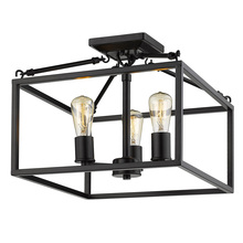 Golden Canada 2072-SF BLK - Wesson 3-Light Semi-Flush Mount in Black