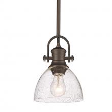 Golden Canada 3118-M1L RBZ-SD - Hines Mini Pendant in Rubbed Bronze with Seeded Glass