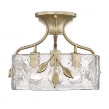 Golden Canada 3160-SF WG-HWG - Calla WG 3 Light Semi-Flush in White Gold with Hammered Water Glass Shade