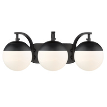 Golden Canada 3218-BA3 BLK-BLK - Dixon 3-Light Bath Vanity in Matte Black with Opal Glass and Matte Black Cap