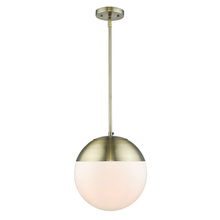 Golden Canada 3218-L AB-AB - Dixon Pendant in Aged Brass with Opal Glass and Aged Brass Cap