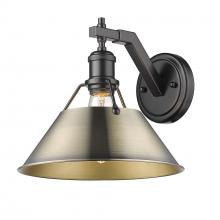 Golden Canada 3306-1W BLK-AB - Orwell BLK 1 Light Wall Sconce in Matte Black with Aged Brass shade