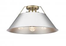 Golden Canada 3306-3FM AB-CH - Orwell 3-Light Flush Mount in Aged Brass with Chrome