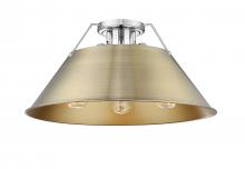 Golden Canada 3306-3FM CH-AB - Orwell CH 3 Light Flush Mount in Chrome with Aged Brass shade