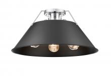 Golden Canada 3306-3FM CH-BLK - Orwell 3-Light Flush Mount in Chrome with Matte Black