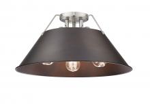 Golden Canada 3306-3FM PW-RBZ - Orwell PW 3 Light Flush Mount in Pewter with Rubbed Bronze shade