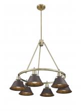 Golden Canada 3306-6 AB-RBZ - Orwell AB 6 Light Chandelier in Aged Brass with Rubbed Bronze shades